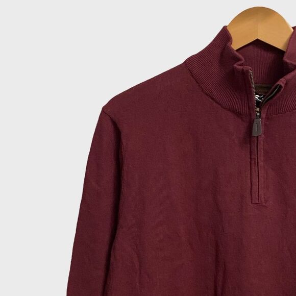 NWT Daniel Hechter Paris 1/4 Zip Cotton Cashmere Sweater Men's Size M Burgundy - Picture 3 of 13